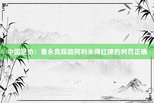 中国足协：曹永竞踩踏阿利米得红牌的判罚正确