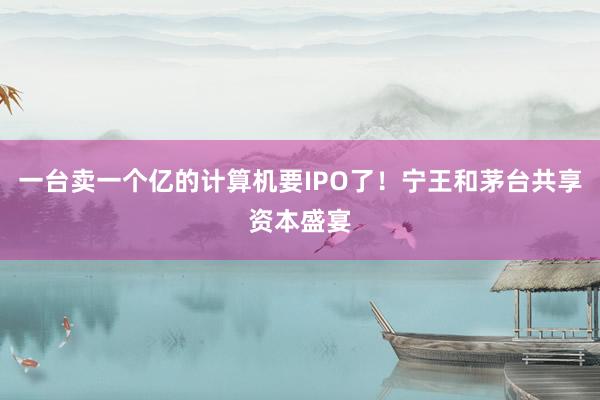 一台卖一个亿的计算机要IPO了！宁王和茅台共享资本盛宴