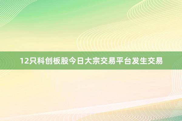 12只科创板股今日大宗交易平台发生交易