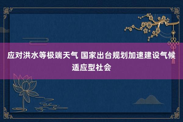 应对洪水等极端天气 国家出台规划加速建设气候适应型社会