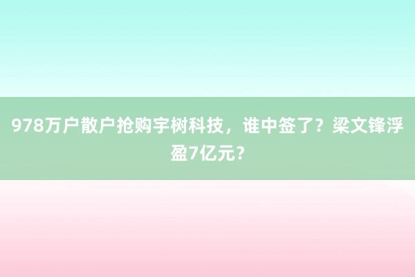 978万户散户抢购宇树科技,谁中签了?梁文锋浮盈7亿元?