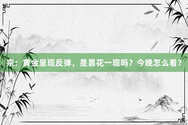 宗：黄金呈现反弹，是昙花一现吗？今晚怎么看？