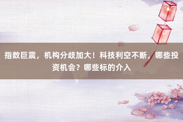 指数巨震，机构分歧加大！科技利空不断，哪些投资机会？哪些标的介入