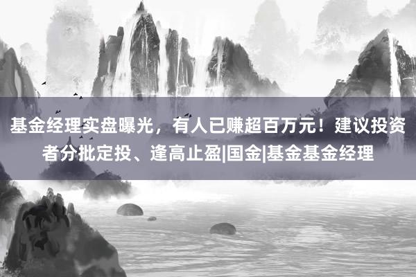 基金经理实盘曝光，有人已赚超百万元！建议投资者分批定投、逢高止盈|国金|基金基金经理