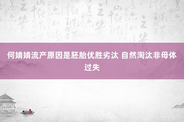 何婧婧流产原因是胚胎优胜劣汰 自然淘汰非母体过失
