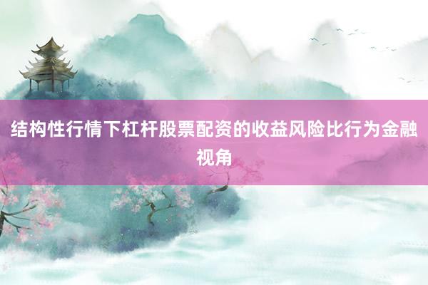 结构性行情下杠杆股票配资的收益风险比行为金融视角