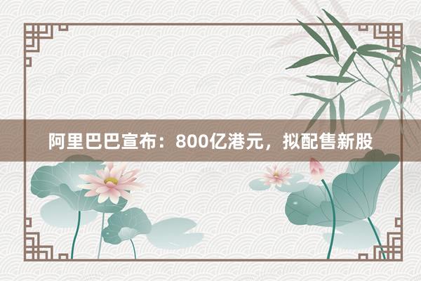 阿里巴巴宣布：800亿港元，拟配售新股