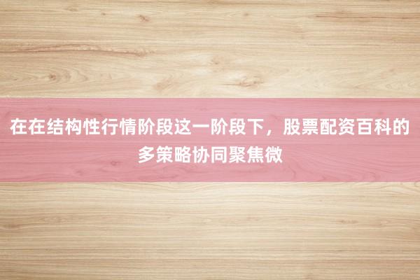 在在结构性行情阶段这一阶段下，股票配资百科的多策略协同聚焦微