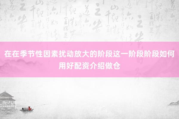 在在季节性因素扰动放大的阶段这一阶段阶段如何用好配资介绍做仓
