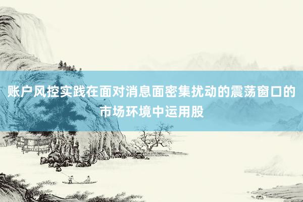 账户风控实践在面对消息面密集扰动的震荡窗口的市场环境中运用股