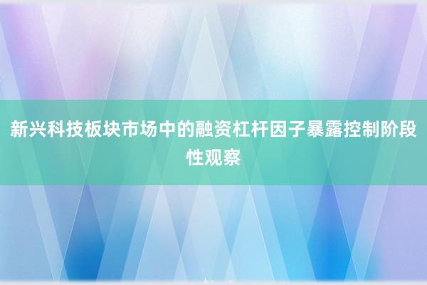 新兴科技板块市场中的融资杠杆因子暴露控制阶段性观察