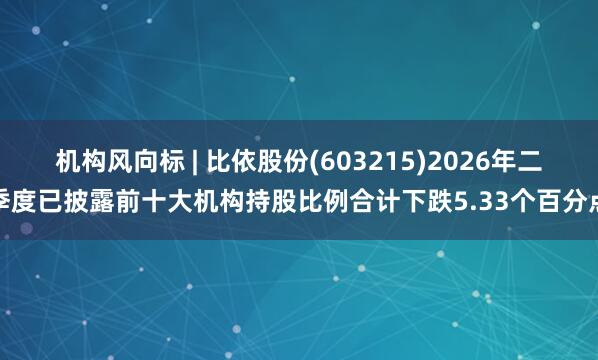 机构风向标 | 比依股份(603215)2026年二季度已披露前十大机构持股比例合计下跌5.33个百分点