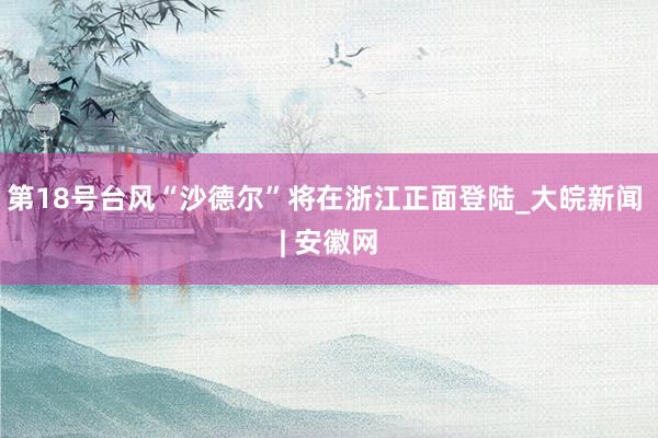 第18号台风“沙德尔”将在浙江正面登陆_大皖新闻 | 安徽网