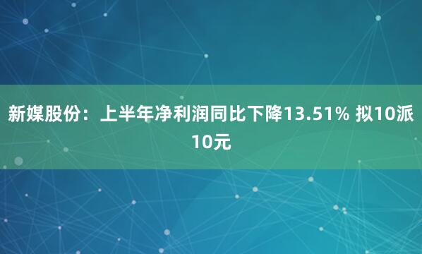 新媒股份：上半年净利润同比下降13.51% 拟10派10元