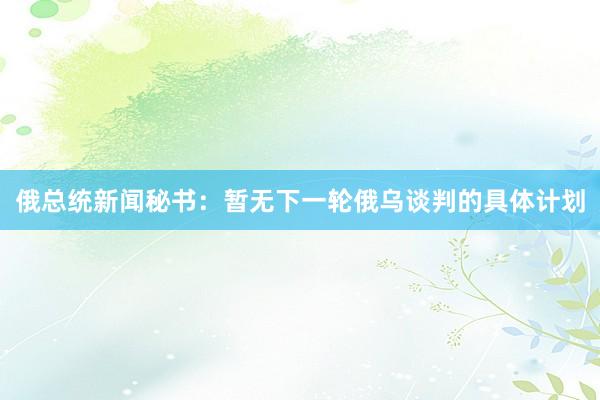 俄总统新闻秘书：暂无下一轮俄乌谈判的具体计划