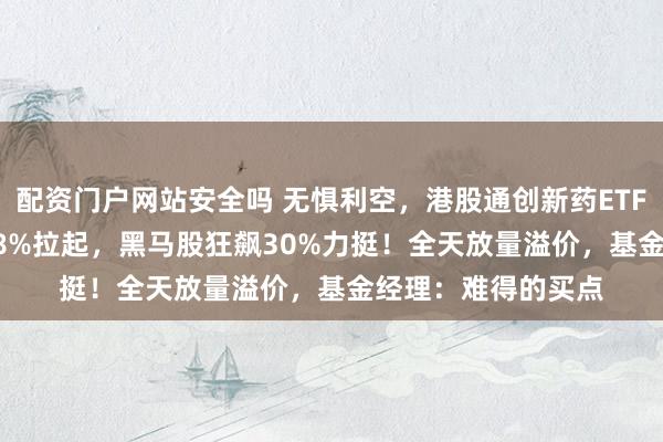 配资门户网站安全吗 无惧利空，港股通创新药ETF（520880）水下8%拉起，黑马股狂飙30%力挺！全天放量溢价，基金经理：难得的买点