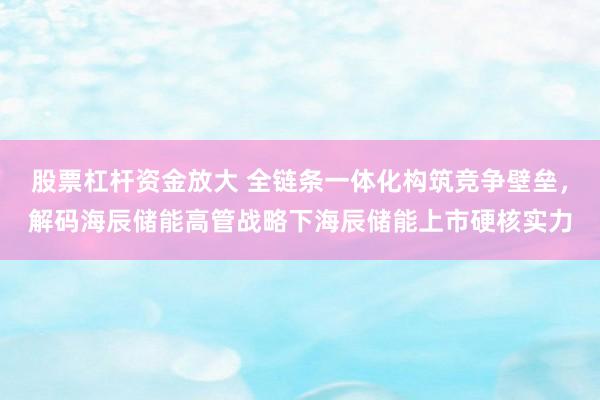 股票杠杆资金放大 全链条一体化构筑竞争壁垒，解码海辰储能高管战略下海辰储能上市硬核实力