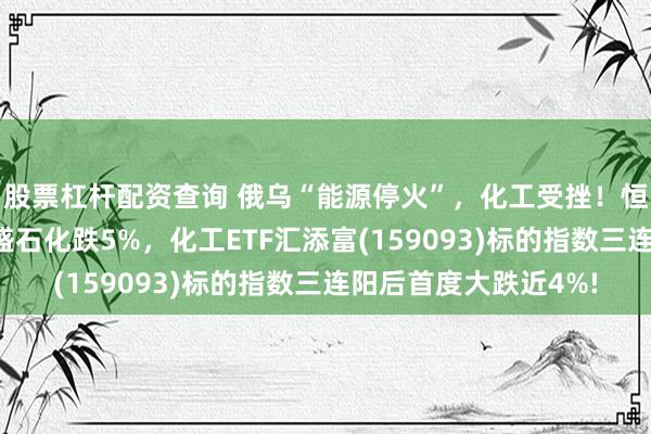 股票杠杆配资查询 俄乌“能源停火”，化工受挫！恒逸石化跌超7%、荣盛石化跌5%，化工ETF汇添富(159093)标的指数三连阳后首度大跌近4%!